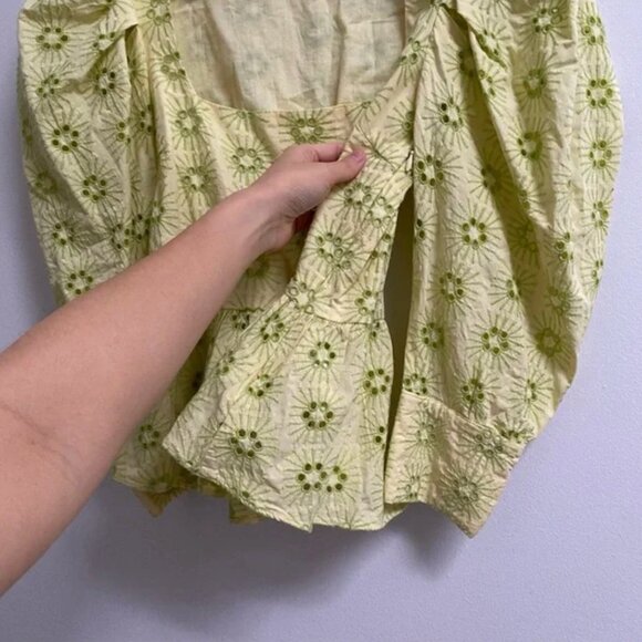 Zara Openwork Embroidered Eyelet Puff Sleeve Top XS - Picture 6 of 10